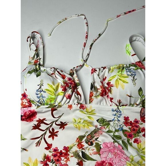 Beach Toy Swimsuit Size L Floral print White Red - Picture 8 of 12